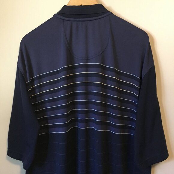 Kirkland Performance Polo Mens Blue and White Stripe Shirt - Picture 5 of 13